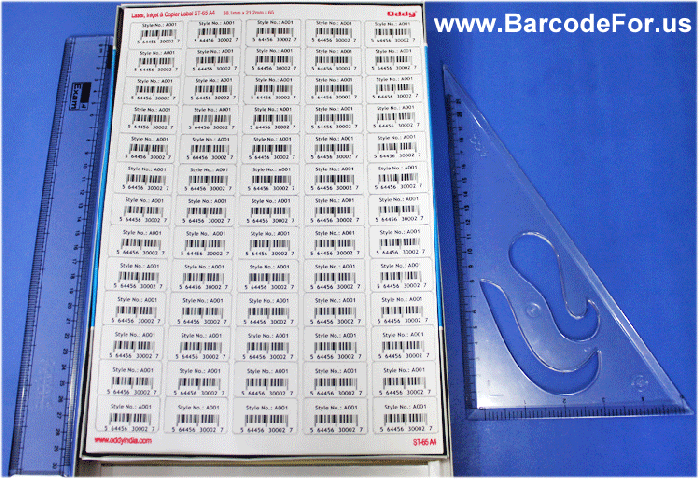 Barcodes generated on various sheets