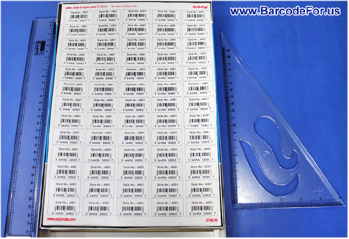 Generated Barcodes on various sheets