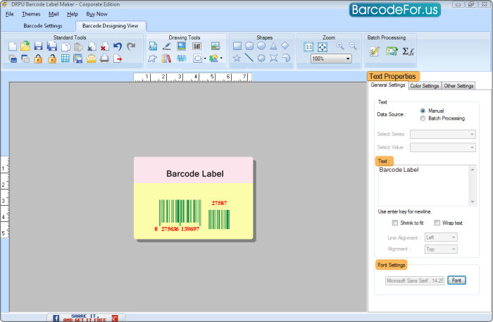 Add Designing Object on Barcode Label